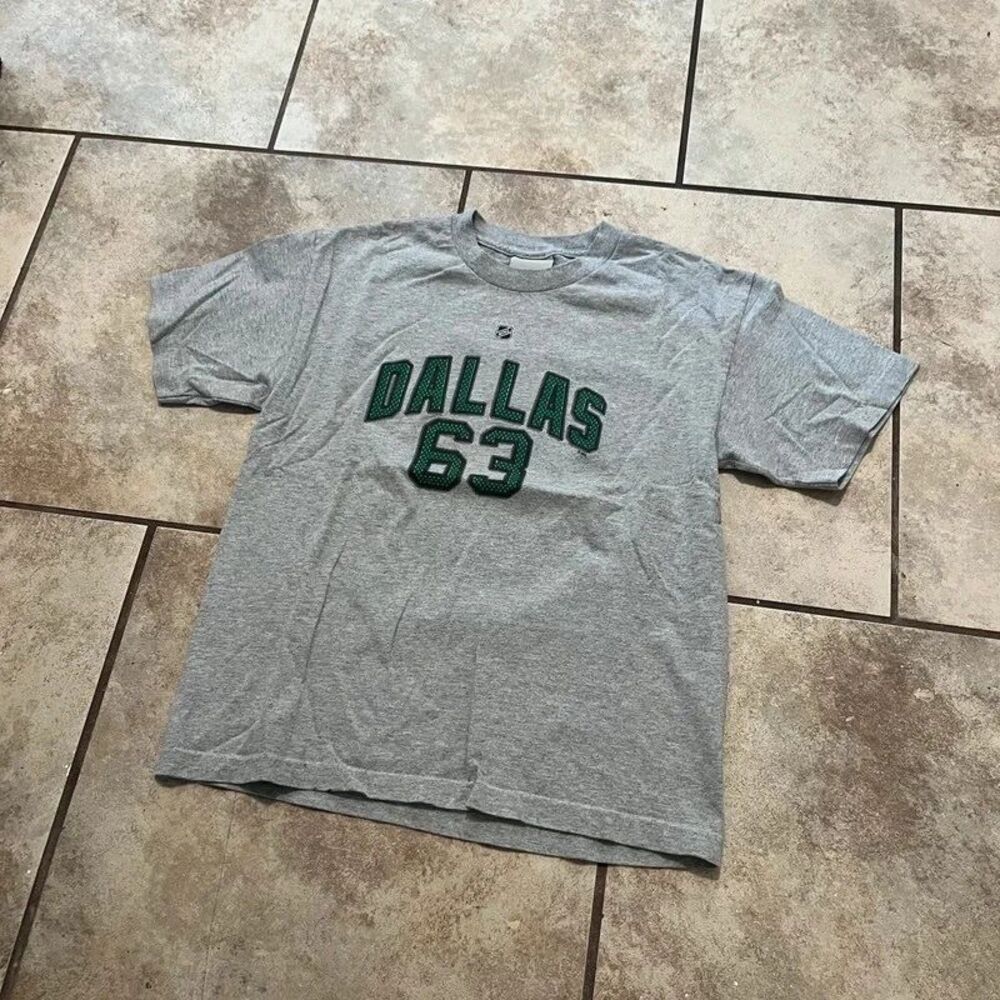 Vintage Reebok Dallas Stars NHL Hockey T-Shirt Gray Heather Spellout Graphic XL